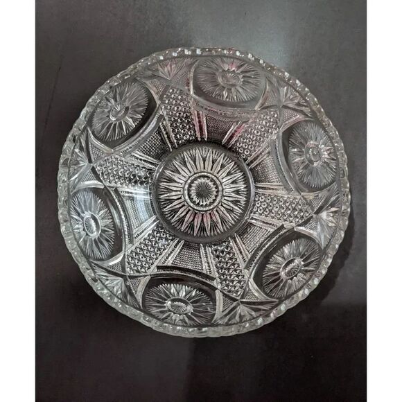 US Glass Spinning star serving bowl clear 8 1/4 in Holiday - Picture 3 of 10